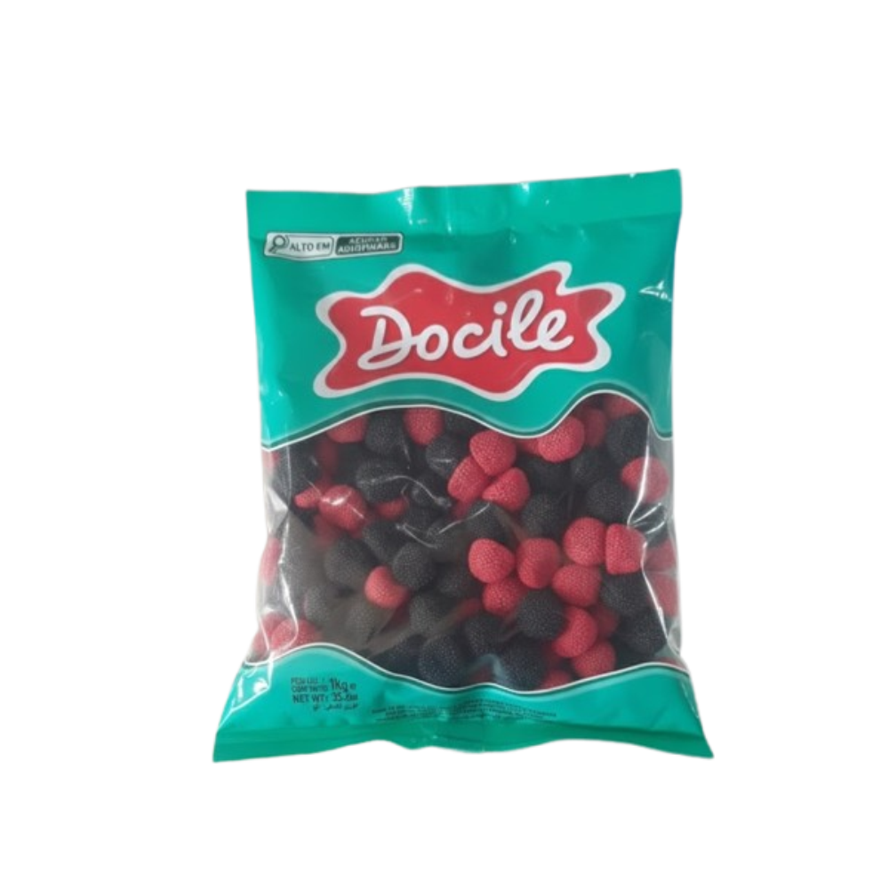 Bala de Gelatina Docile – Amoras (Vermelha e Preta) – 1kg