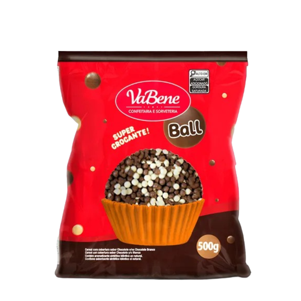 Cereal Micro Ball Misto (Chocolate ao Leite e Branco) 500g da marca VaBene. 